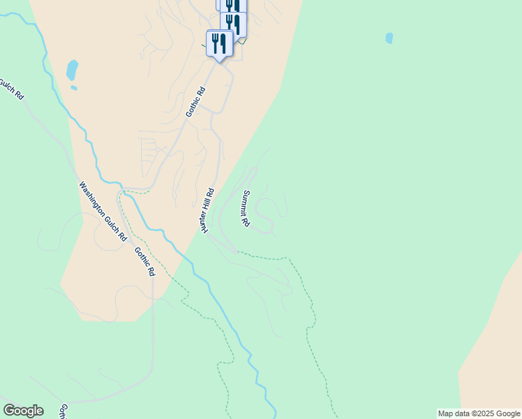 map of restaurants, bars, coffee shops, grocery stores, and more near Summit Road in Gunnison