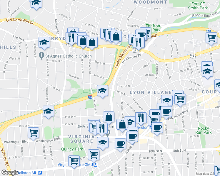 map of restaurants, bars, coffee shops, grocery stores, and more near 101 Independence Avenue Southeast in Washington