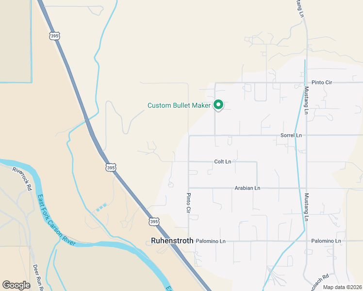 map of restaurants, bars, coffee shops, grocery stores, and more near 734 Pinto Circle in Gardnerville