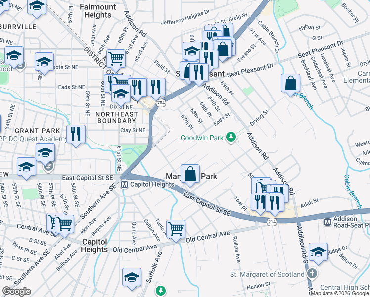 map of restaurants, bars, coffee shops, grocery stores, and more near 101 Independence Avenue Southeast in Washington