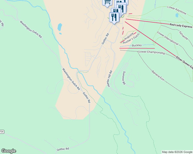 map of restaurants, bars, coffee shops, grocery stores, and more near 27 Crystal Road in Crested Butte