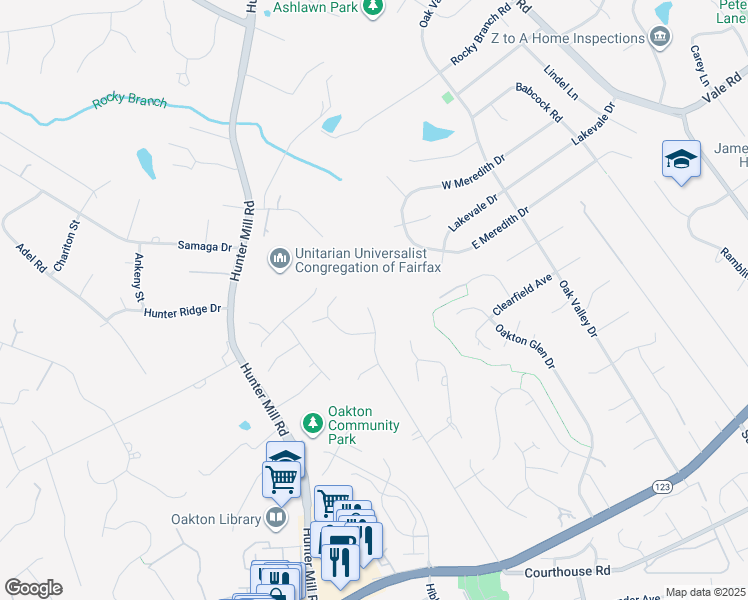 map of restaurants, bars, coffee shops, grocery stores, and more near 2743 Hill Road in Vienna