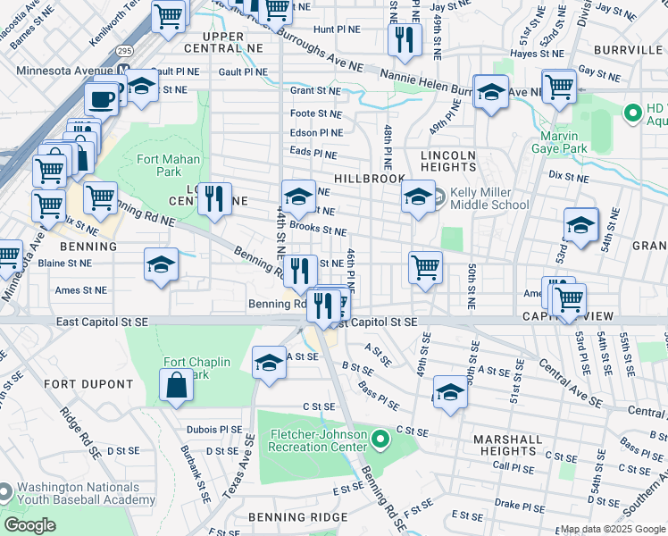map of restaurants, bars, coffee shops, grocery stores, and more near 101 Independence Avenue Southeast in Washington