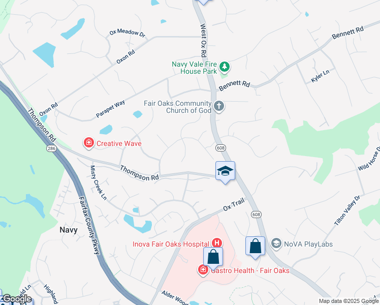 map of restaurants, bars, coffee shops, grocery stores, and more near 3449 Fawn Wood Lane in Fairfax