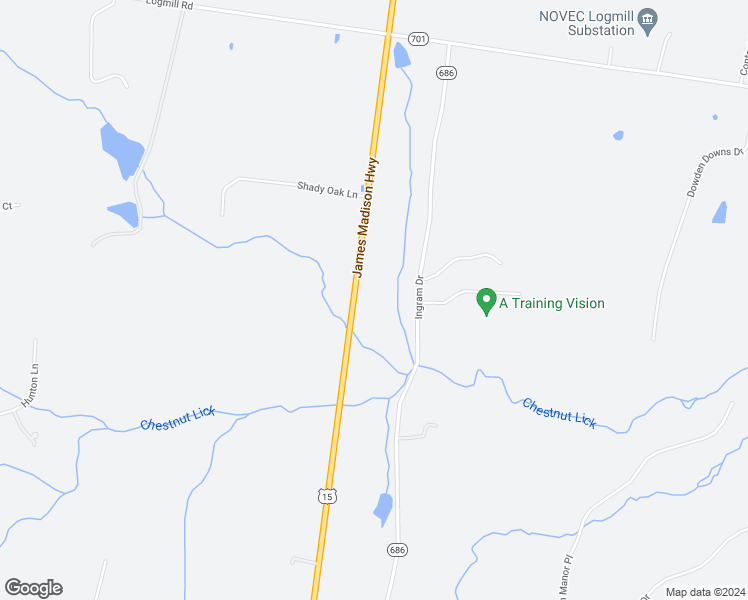 map of restaurants, bars, coffee shops, grocery stores, and more near 3109 James Madison Highway in Haymarket