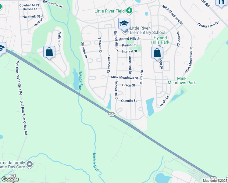 map of restaurants, bars, coffee shops, grocery stores, and more near 26137 Rachel Hill Drive in Chantilly
