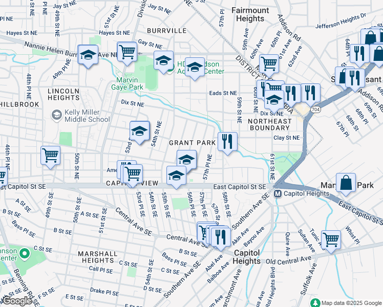 map of restaurants, bars, coffee shops, grocery stores, and more near 219 56th Place Northeast in Washington