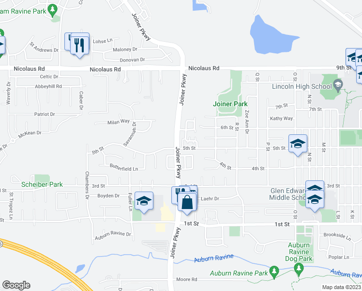 map of restaurants, bars, coffee shops, grocery stores, and more near 518 Navigator Drive in Lincoln
