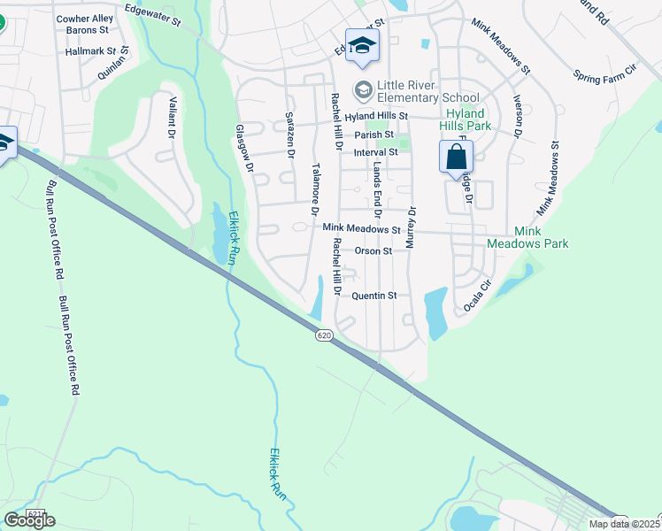 map of restaurants, bars, coffee shops, grocery stores, and more near 26133 Rachel Hill Drive in Chantilly