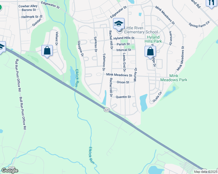 map of restaurants, bars, coffee shops, grocery stores, and more near 26133 Rachel Hill Drive in Chantilly