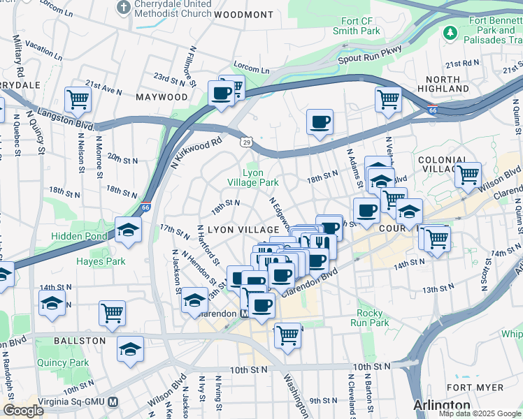 map of restaurants, bars, coffee shops, grocery stores, and more near 101 Independence Avenue Southeast in Washington