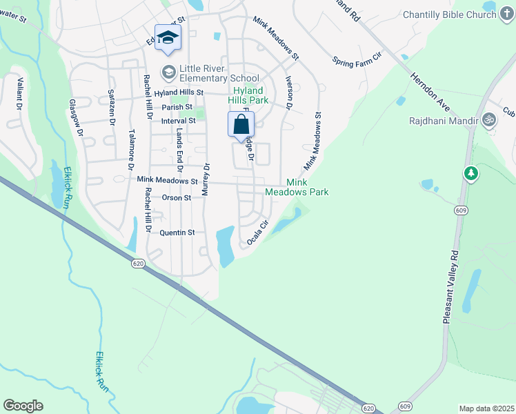 map of restaurants, bars, coffee shops, grocery stores, and more near 26092 Flintonbridge Drive in Chantilly