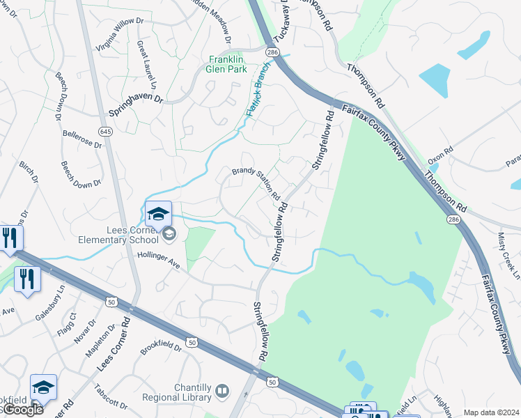 map of restaurants, bars, coffee shops, grocery stores, and more near 3752 Sudley Ford Court in Fairfax