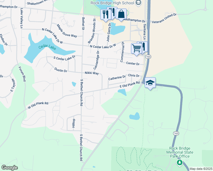 map of restaurants, bars, coffee shops, grocery stores, and more near 5235 Tony in Columbia
