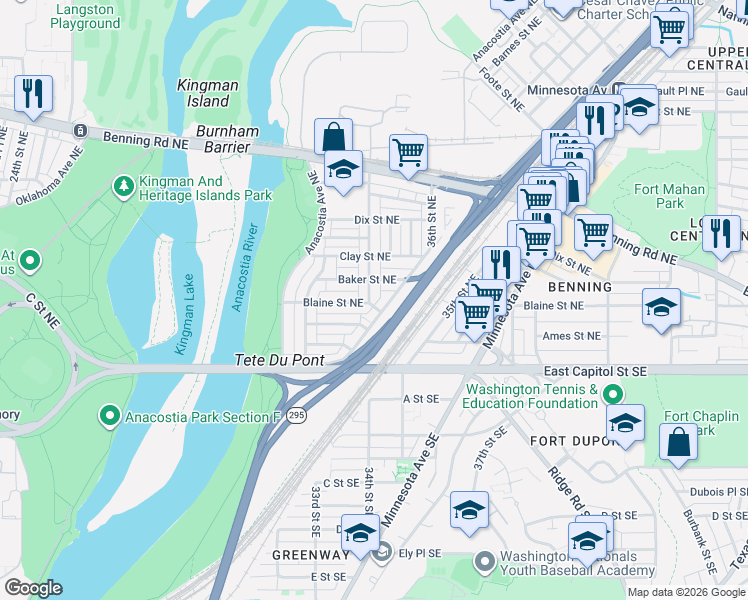 map of restaurants, bars, coffee shops, grocery stores, and more near 101 Independence Avenue Southeast in Washington