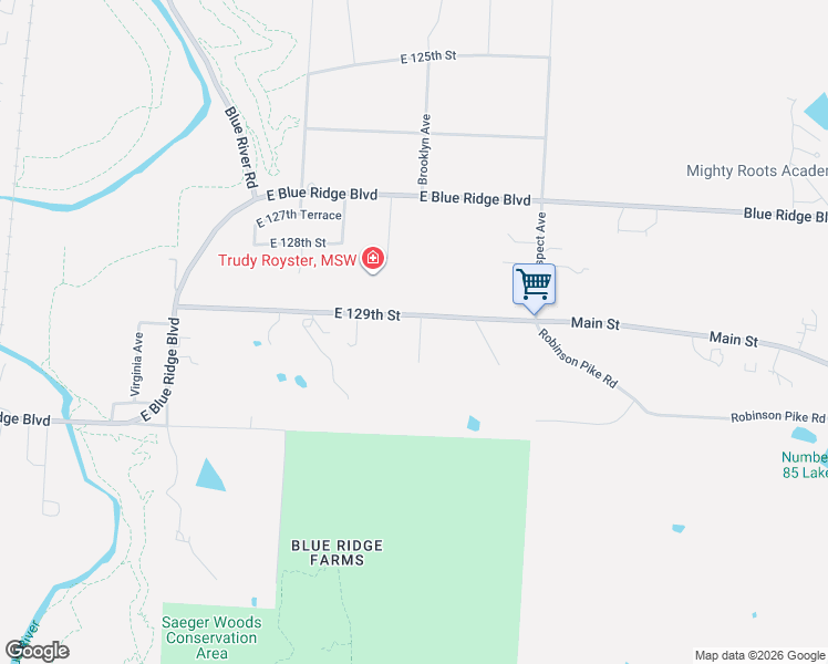 map of restaurants, bars, coffee shops, grocery stores, and more near 2105 East 129th Street in Kansas City