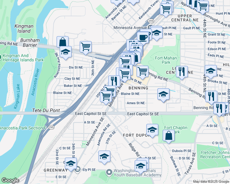 map of restaurants, bars, coffee shops, grocery stores, and more near in Washington