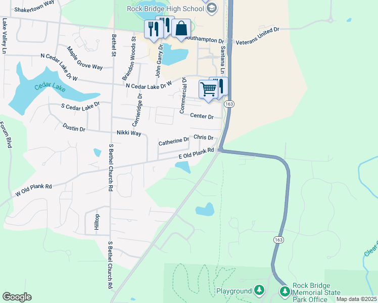 map of restaurants, bars, coffee shops, grocery stores, and more near 418-420 Chris Drive in Columbia