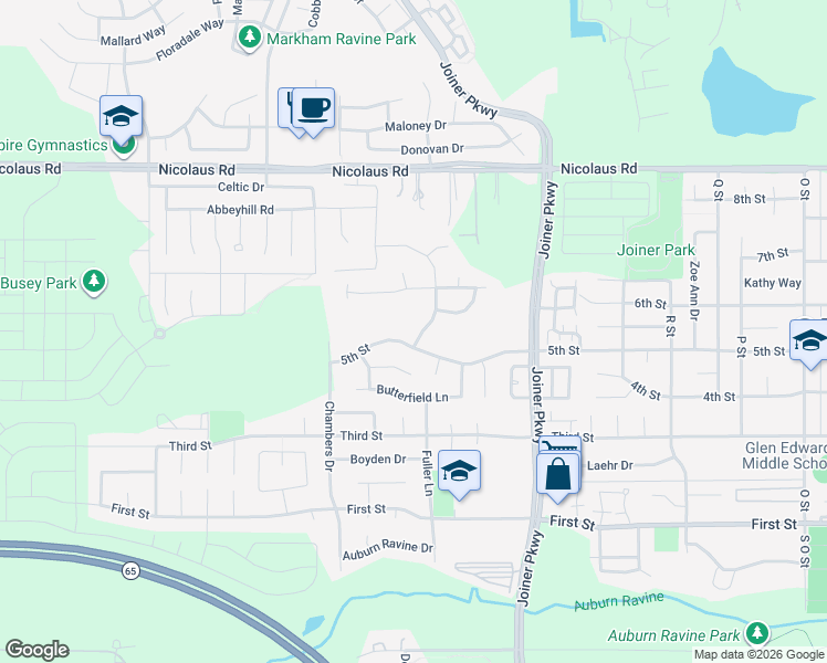 map of restaurants, bars, coffee shops, grocery stores, and more near 384 Savannah Drive in Lincoln