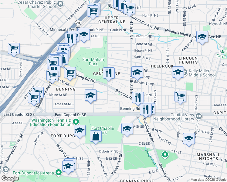 map of restaurants, bars, coffee shops, grocery stores, and more near 101 Independence Avenue Southeast in Washington