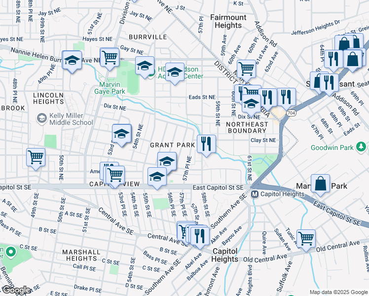 map of restaurants, bars, coffee shops, grocery stores, and more near 101 Independence Avenue Southeast in Washington
