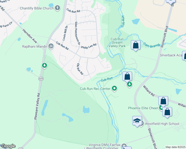 map of restaurants, bars, coffee shops, grocery stores, and more near 15123 Elk Run Road in Chantilly