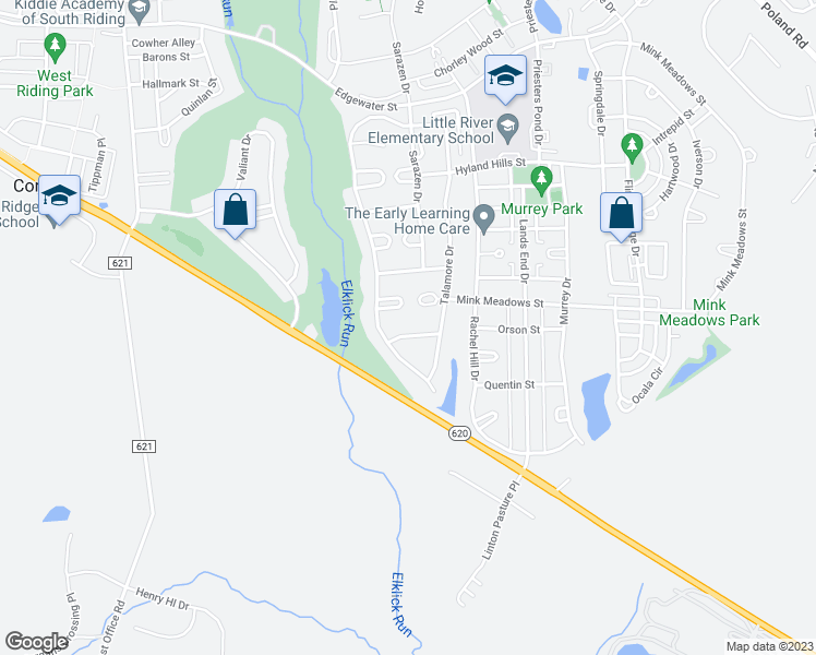 map of restaurants, bars, coffee shops, grocery stores, and more near 43348 St Andrews St in Chantilly