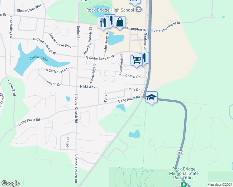map of restaurants, bars, coffee shops, grocery stores, and more near 333-335 Catherine Drive in Columbia