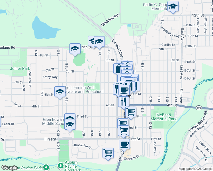 map of restaurants, bars, coffee shops, grocery stores, and more near 962 6th Street in Lincoln