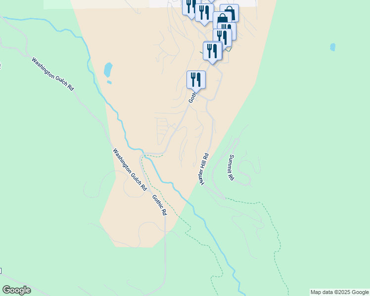 map of restaurants, bars, coffee shops, grocery stores, and more near 12 Crystal Road in Crested Butte