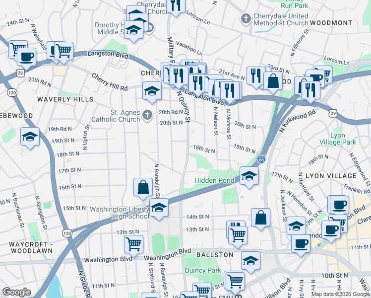 map of restaurants, bars, coffee shops, grocery stores, and more near 101 Independence Avenue Southeast in Washington