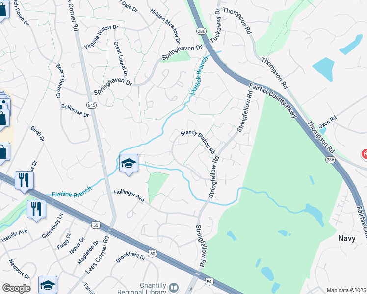 map of restaurants, bars, coffee shops, grocery stores, and more near 13331 Burkitts Road in Fairfax