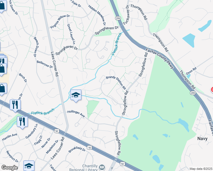 map of restaurants, bars, coffee shops, grocery stores, and more near 13335 Burkitts Road in Fairfax