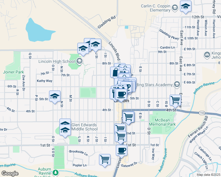 map of restaurants, bars, coffee shops, grocery stores, and more near 841 6th Street in Lincoln