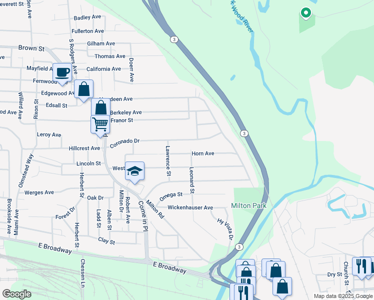 map of restaurants, bars, coffee shops, grocery stores, and more near 3717 Coronado Drive in Alton