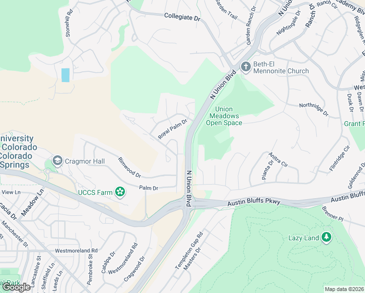 map of restaurants, bars, coffee shops, grocery stores, and more near 2305 Troy Court in Colorado Springs