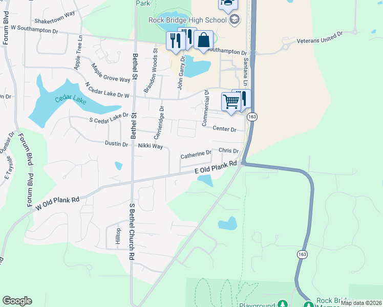 map of restaurants, bars, coffee shops, grocery stores, and more near 333-335 Catherine Drive in Columbia