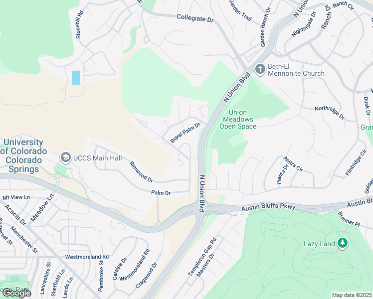 map of restaurants, bars, coffee shops, grocery stores, and more near 2365 Troy Court in Colorado Springs
