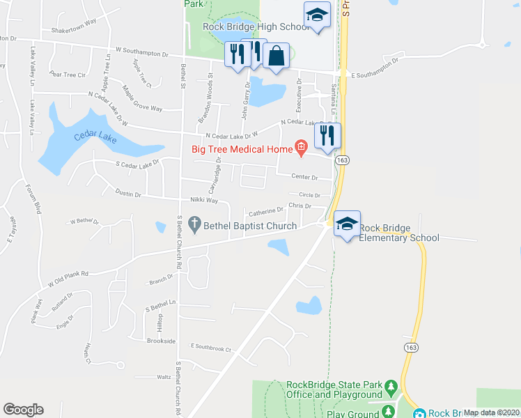 map of restaurants, bars, coffee shops, grocery stores, and more near 333-335 Catherine Drive in Columbia