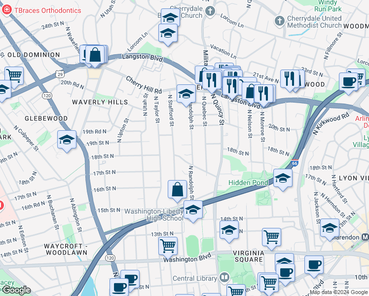 map of restaurants, bars, coffee shops, grocery stores, and more near 101 Independence Avenue Southeast in Washington