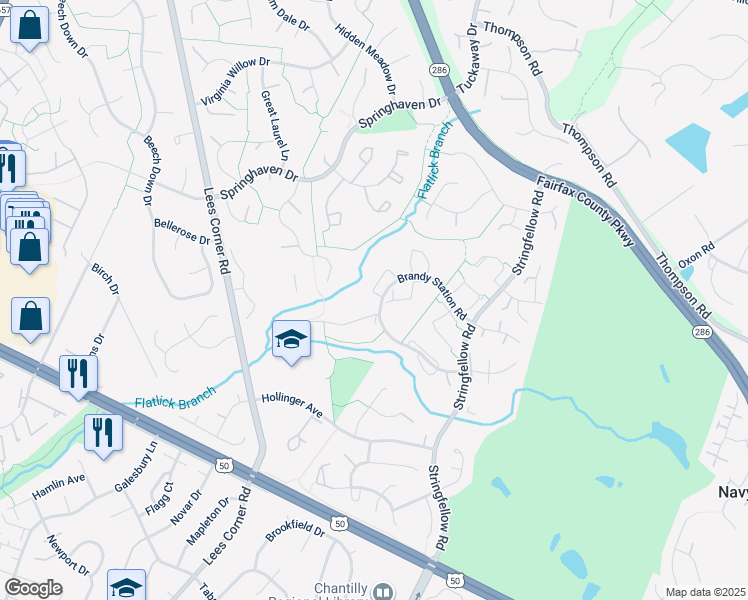 map of restaurants, bars, coffee shops, grocery stores, and more near 3760 Farmland Drive in Fairfax