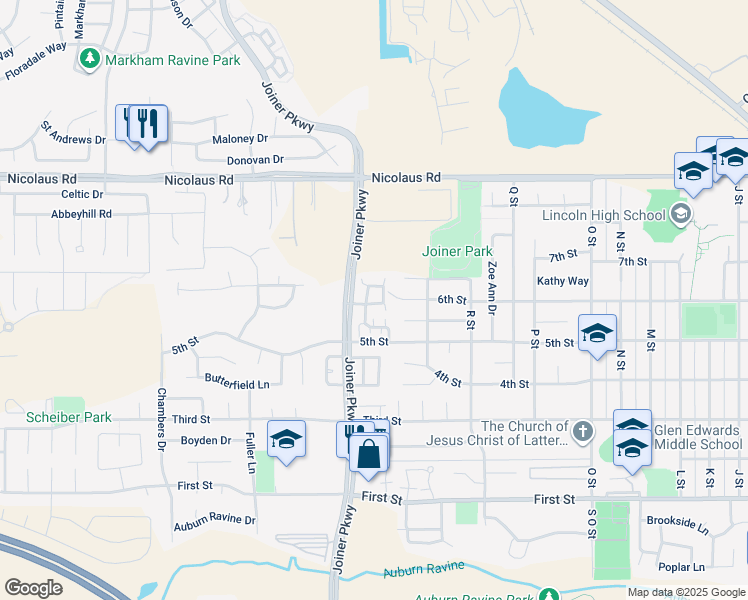 map of restaurants, bars, coffee shops, grocery stores, and more near 427 Phoenix Circle in Lincoln