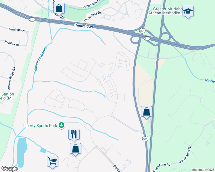 map of restaurants, bars, coffee shops, grocery stores, and more near 617 Maple Lawn Drive in Bowie