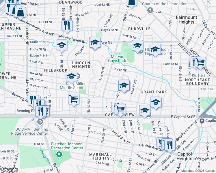 map of restaurants, bars, coffee shops, grocery stores, and more near 229 Division Avenue Northeast in Washington