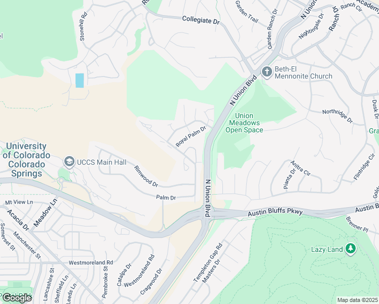 map of restaurants, bars, coffee shops, grocery stores, and more near 2365 Troy Court in Colorado Springs