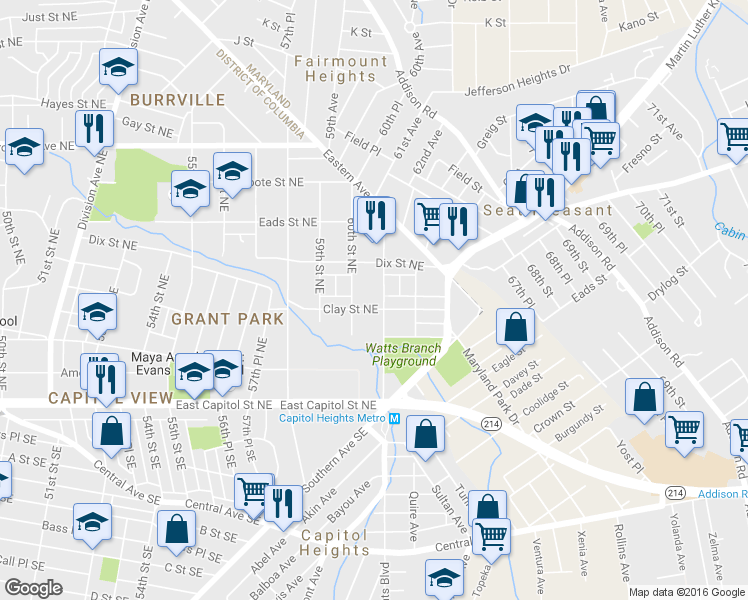 map of restaurants, bars, coffee shops, grocery stores, and more near 101 Independence Avenue Southeast in Washington