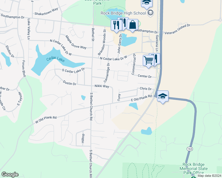 map of restaurants, bars, coffee shops, grocery stores, and more near 200 Nikki Way in Columbia