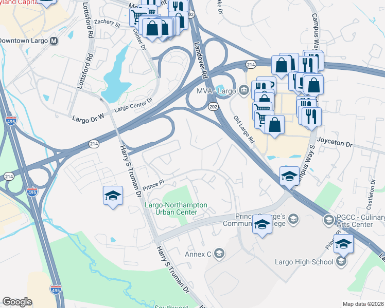 map of restaurants, bars, coffee shops, grocery stores, and more near 85 Cable Hollow Way in Upper Marlboro