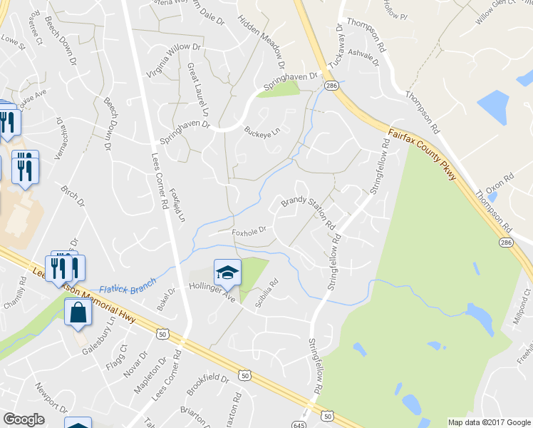 map of restaurants, bars, coffee shops, grocery stores, and more near 3754 Farmland Drive in Fairfax