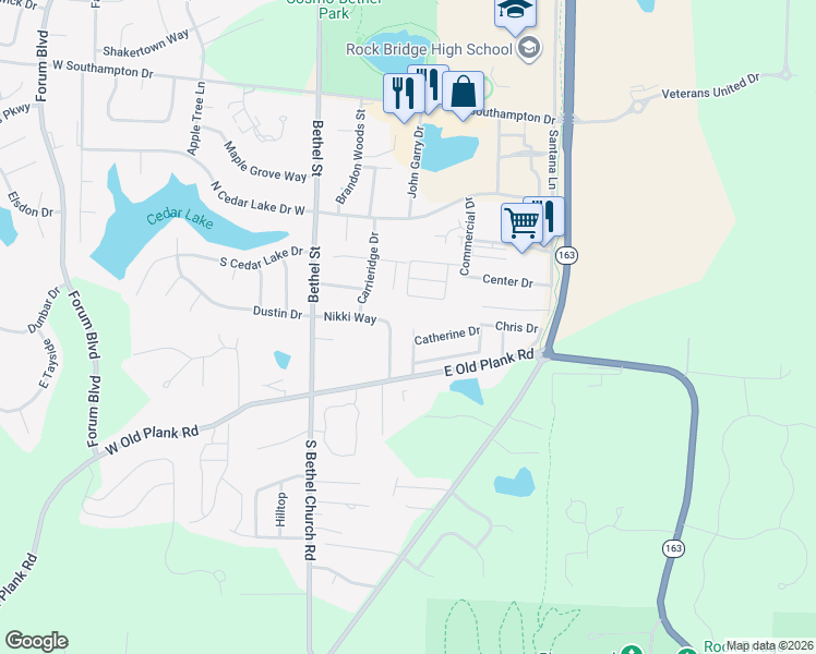 map of restaurants, bars, coffee shops, grocery stores, and more near 5143-5145 Tony in Columbia